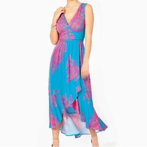 Lilly Pulitzer Moana Wrap Dress in “Turquoise Oasis Goddess Of The Sea” Large